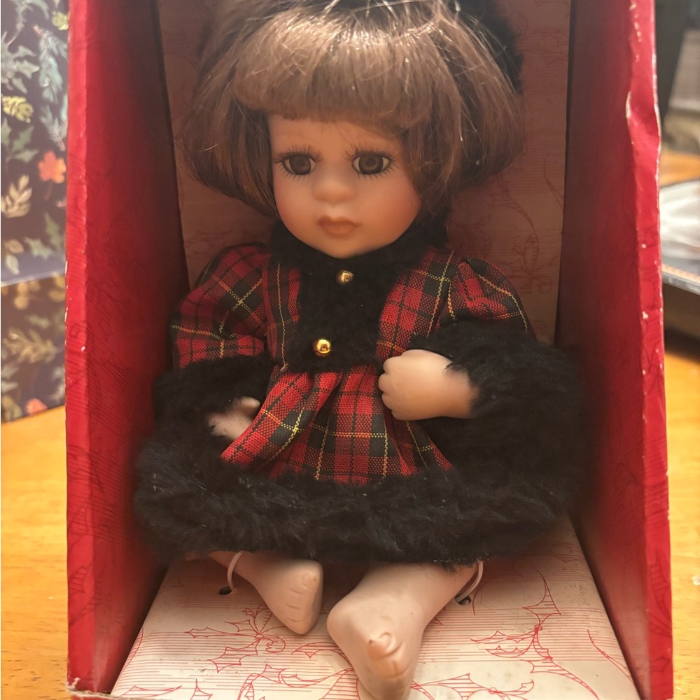 Holiday Time Plaid Doll with Black Accents